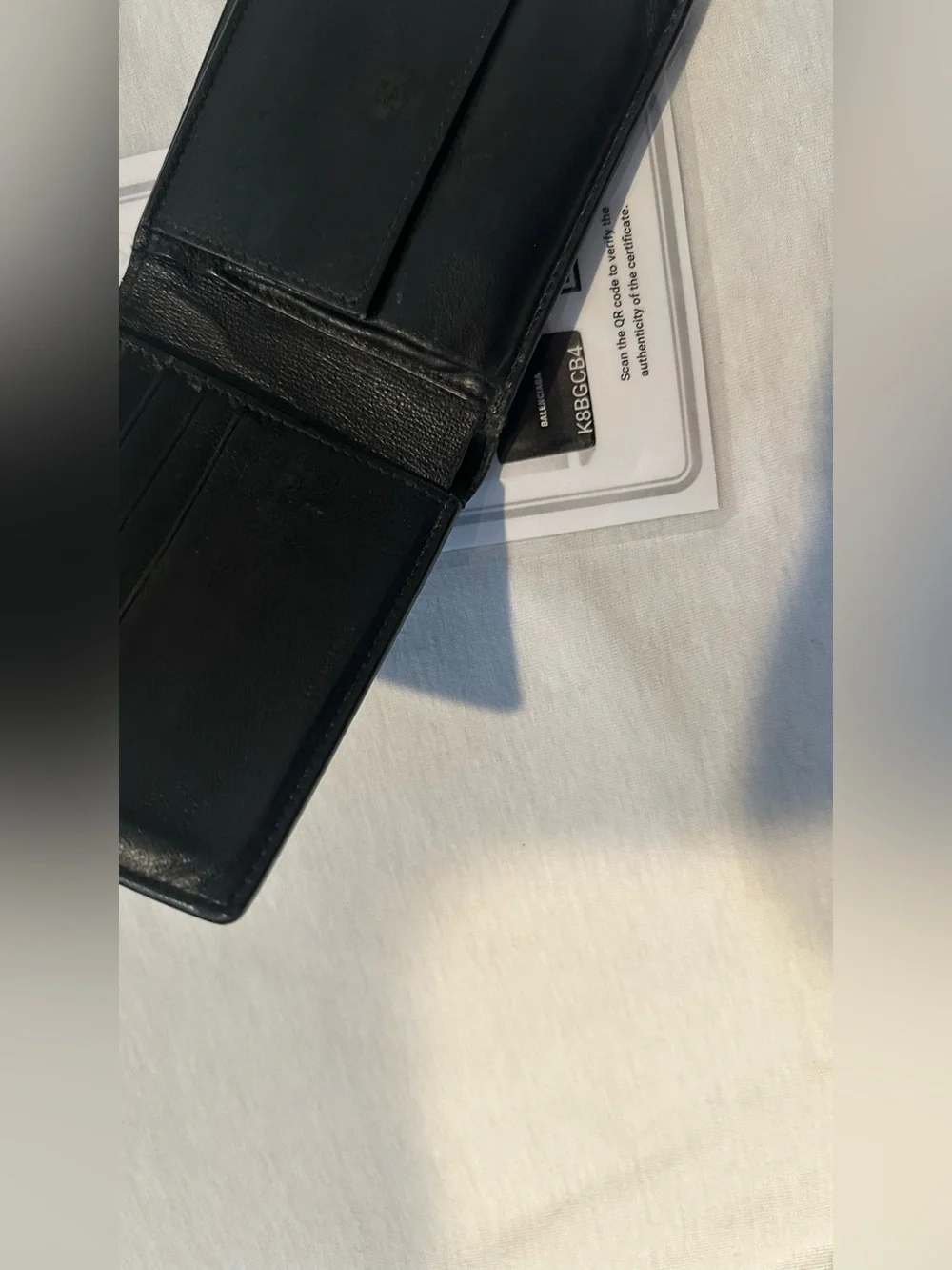 Balenciaga Black Leather Card & Key Holder with White Logo